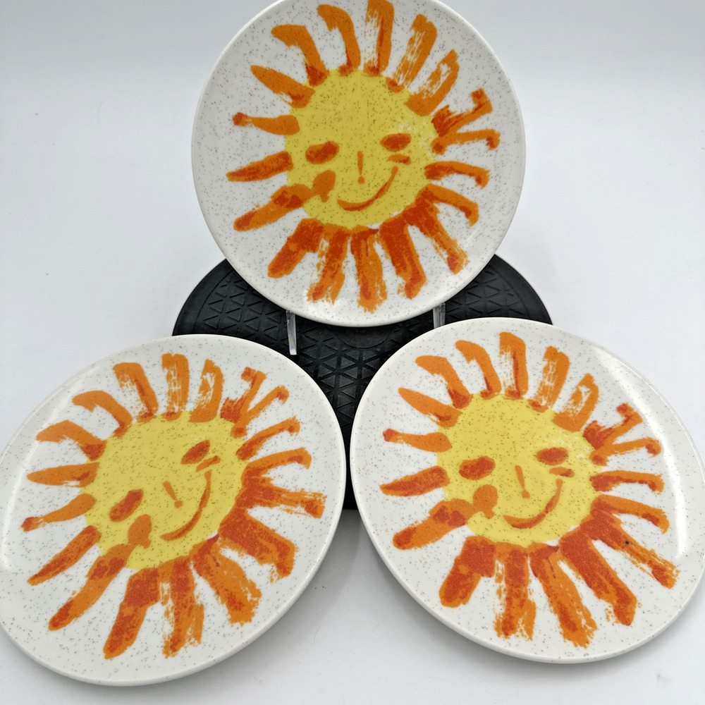 Mikasa Ceramic Happy Sun Pattern Plates Set Of 3